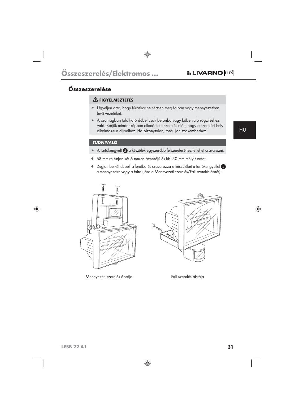 Összeszerelés/elektromos, Összeszerelése | Livarno LESB 22 A1 User Manual | Page 33 / 74