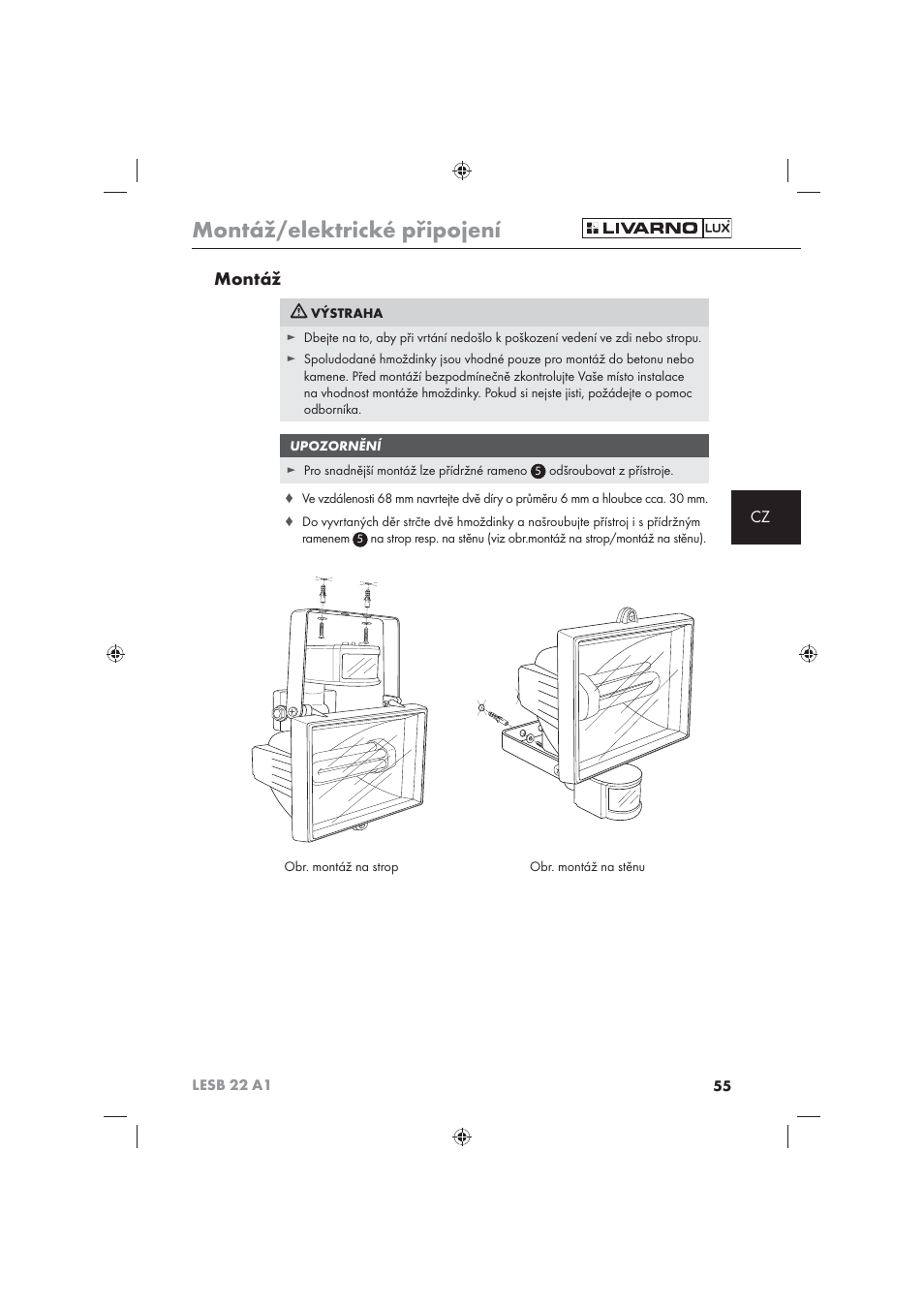 Montáž/elektrické připojení, Montáž | Livarno LESB 22 A1 User Manual | Page 57 / 74