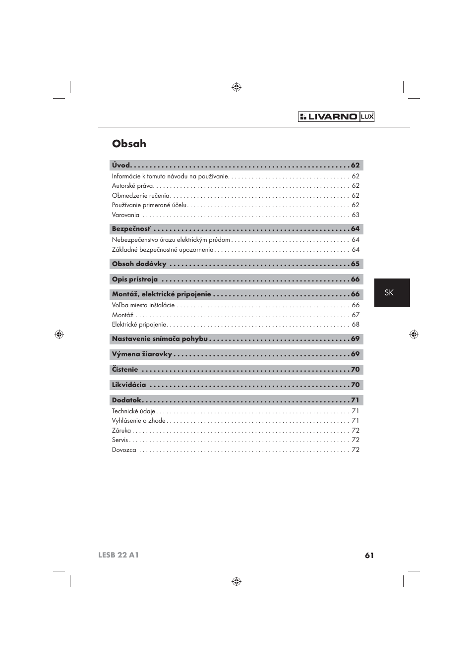 Livarno LESB 22 A1 User Manual | Page 63 / 74