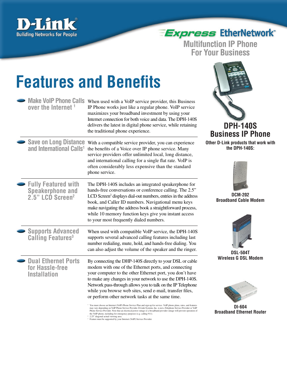 D-Link EXPRESS ETHERNETWORK DPH-140S User Manual | 2 pages