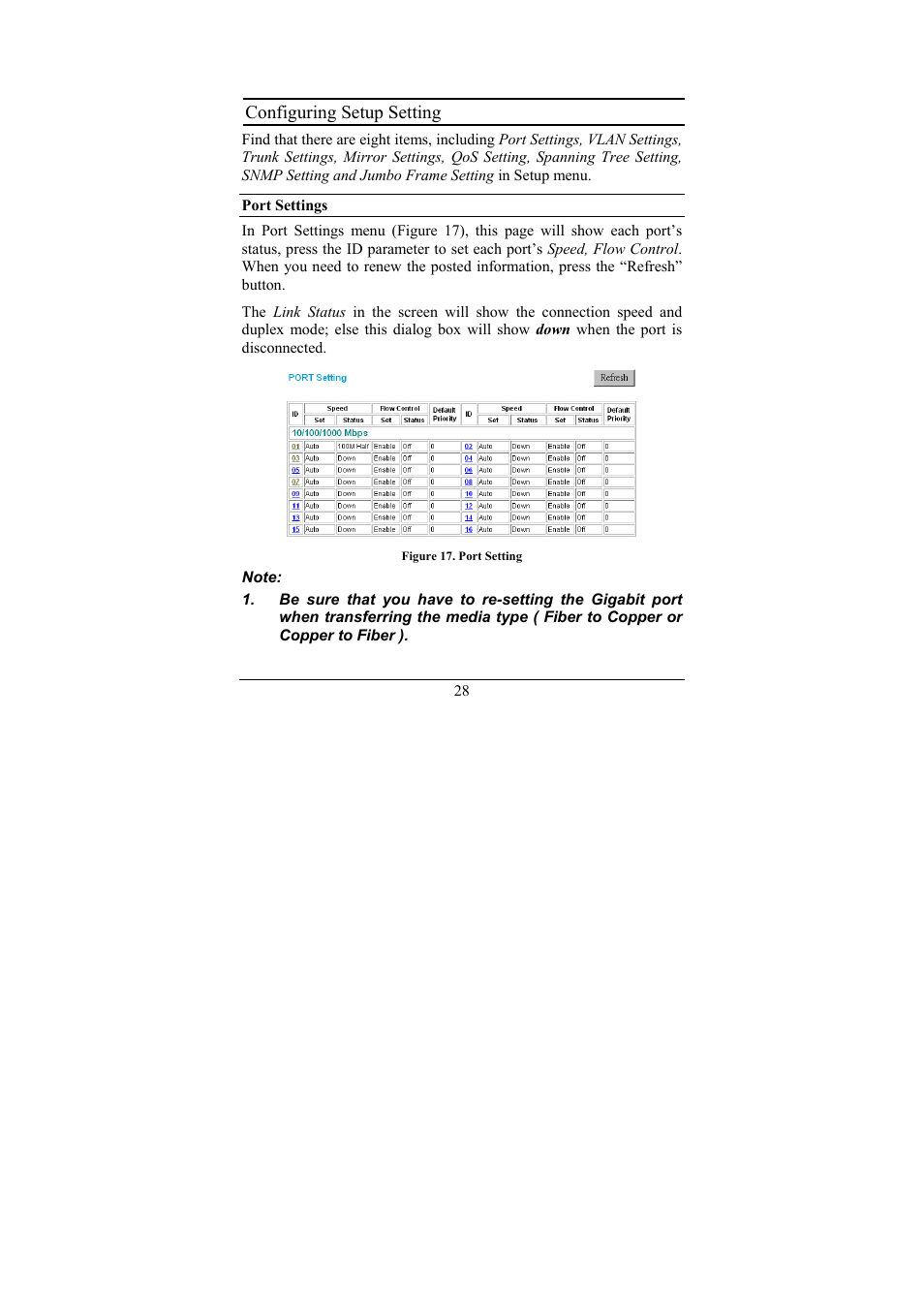 Configuring setup setting | D-Link 16-Port 10/100/1000Mbps Gigabit Ethernet Switch + 2-Port Mini GBIC Web-Smart Switch DGS-1216T User Manual | Page 34 / 61