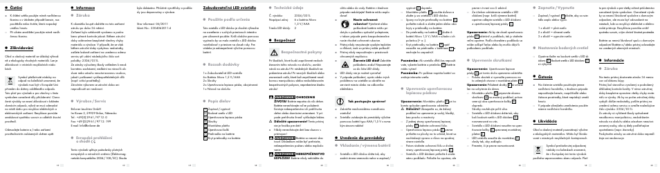 Informace, Záruka, Výrobce / servis | Evropské prohlášení o shodě, Čistění, Zlikvidování, Zabudovateľné led svietidlo, Použitie podľa určenia, Rozsah dodávky, Popis dielov | Livarno 2304/031L User Manual | Page 5 / 6