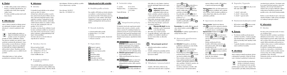 Informace, Záruka, Výrobce / servis | Evropské prohlášení o shodě, Čistění, Zlikvidování, Zabudovateľné led svietidlo, Použitie podľa určenia, Rozsah dodávky, Popis dielov | Livarno 2312/031L User Manual | Page 5 / 6