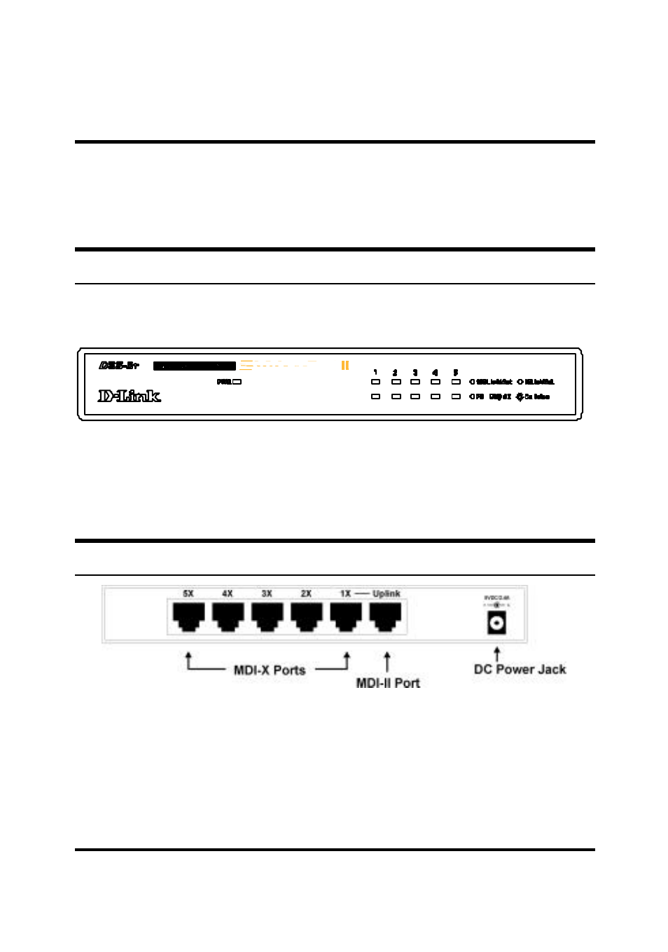 Front panel, Rear panel | D-Link DES-1005D User Manual | Page 17 / 28