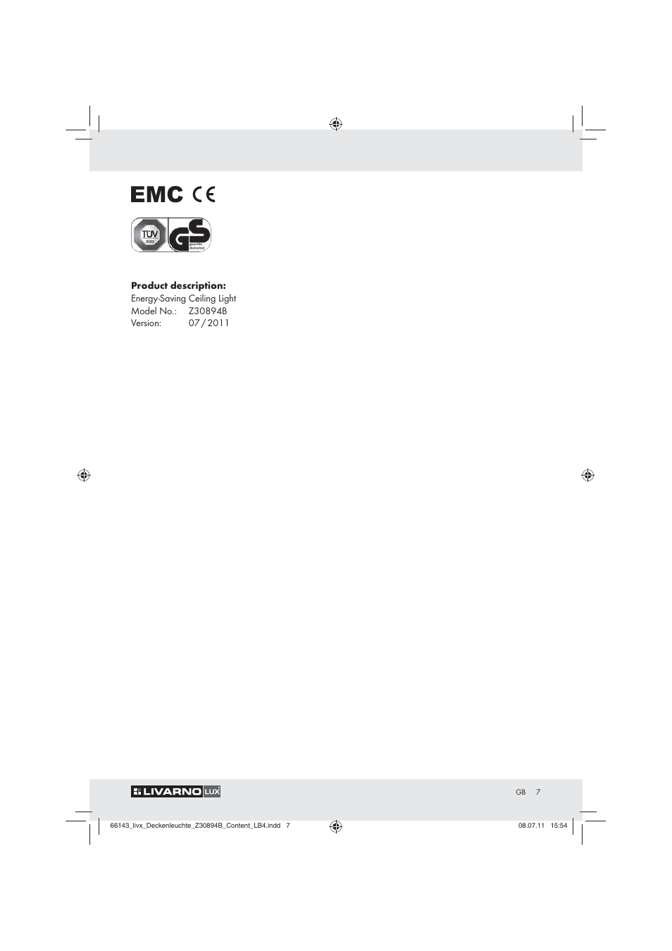 Livarno Z30894B User Manual | Page 5 / 42