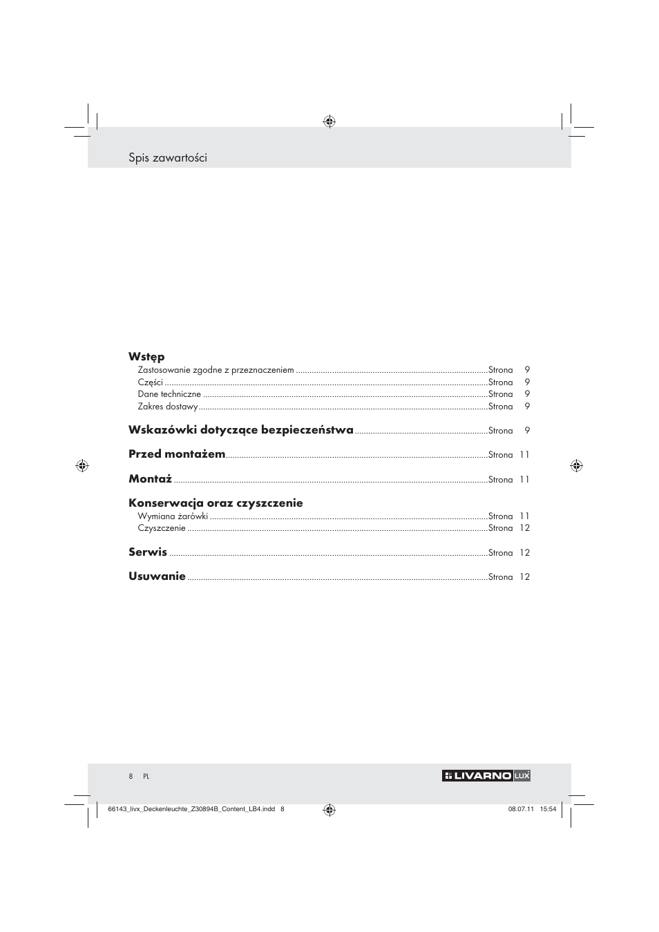 Spis zawartości | Livarno Z30894B User Manual | Page 6 / 42