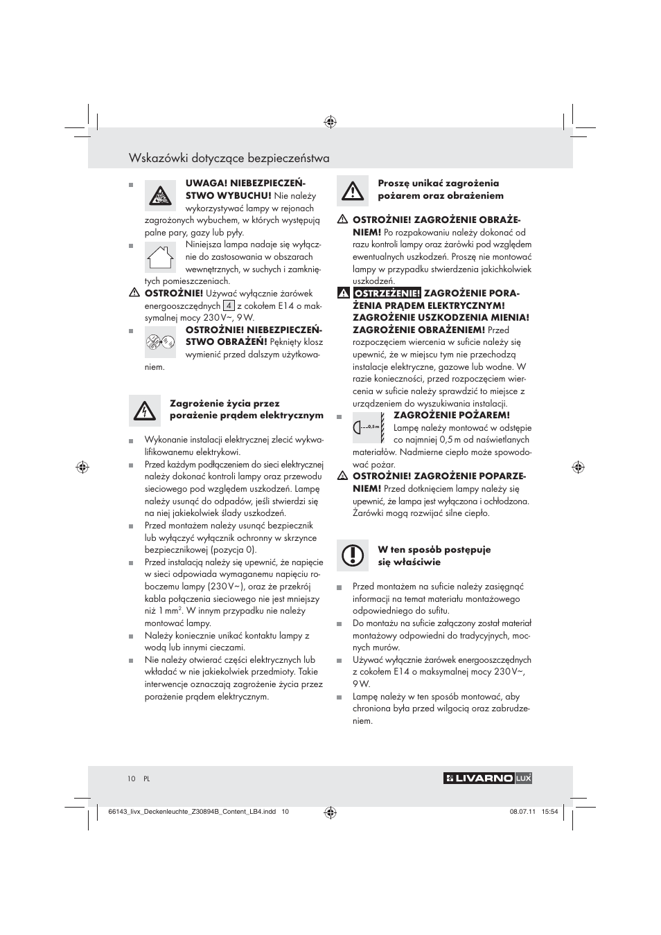 Wskazówki dotyczące bezpieczeństwa | Livarno Z30894B User Manual | Page 8 / 42