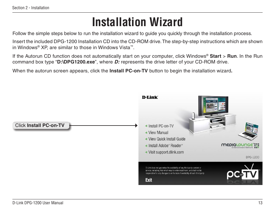 Installation wizard | D-Link DPG-1200 User Manual | Page 13 / 59