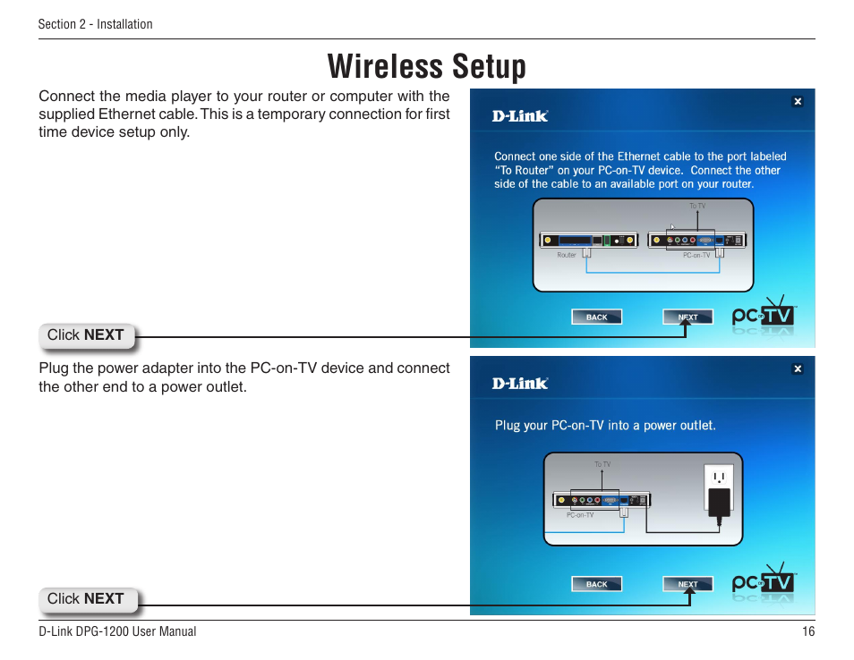 Wireless setup | D-Link DPG-1200 User Manual | Page 16 / 59