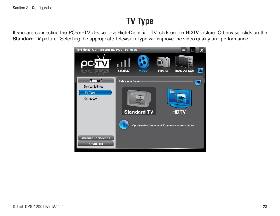 Tv type | D-Link DPG-1200 User Manual | Page 28 / 59