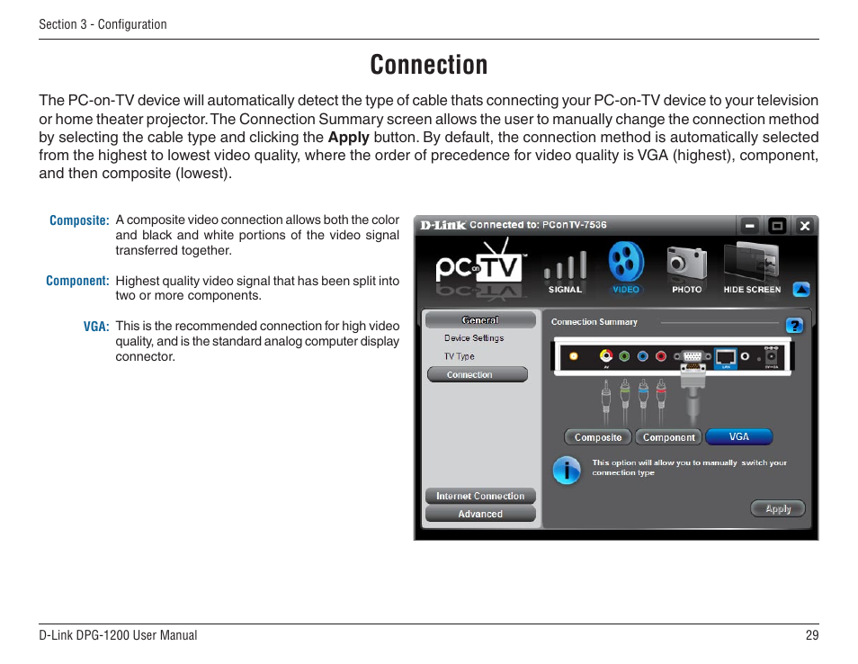 Connection | D-Link DPG-1200 User Manual | Page 29 / 59