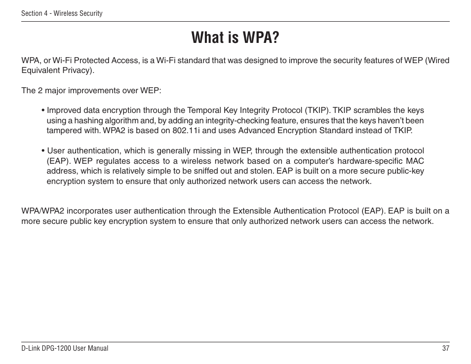 What is wpa | D-Link DPG-1200 User Manual | Page 37 / 59