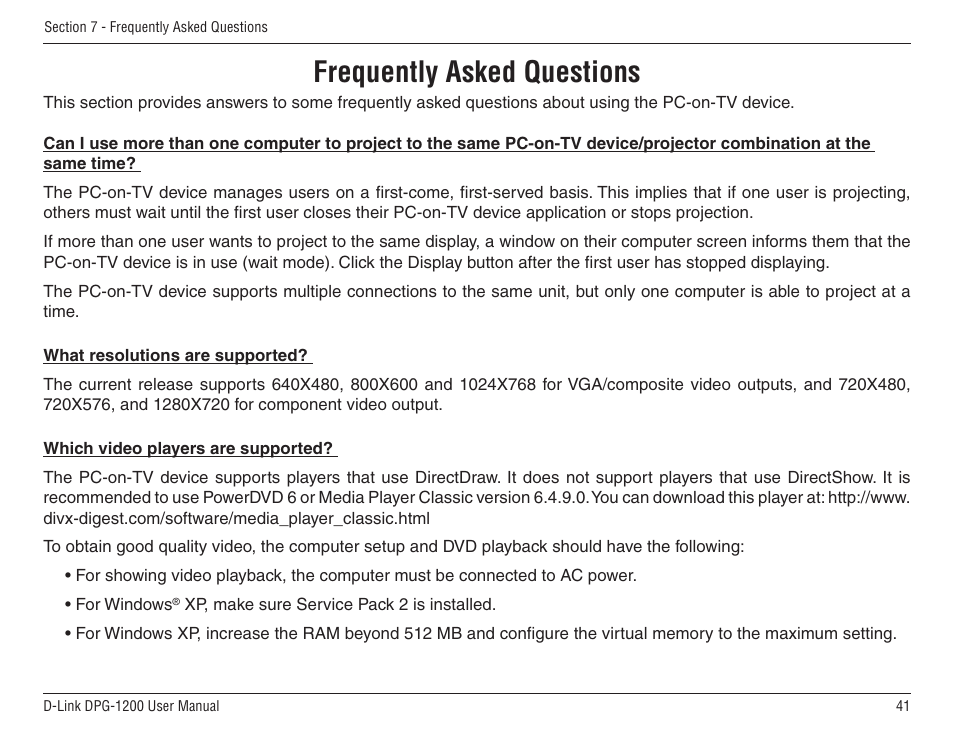 Frequently asked questions | D-Link DPG-1200 User Manual | Page 41 / 59