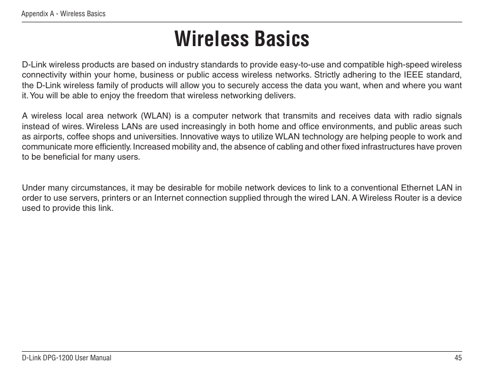Wireless basics | D-Link DPG-1200 User Manual | Page 45 / 59