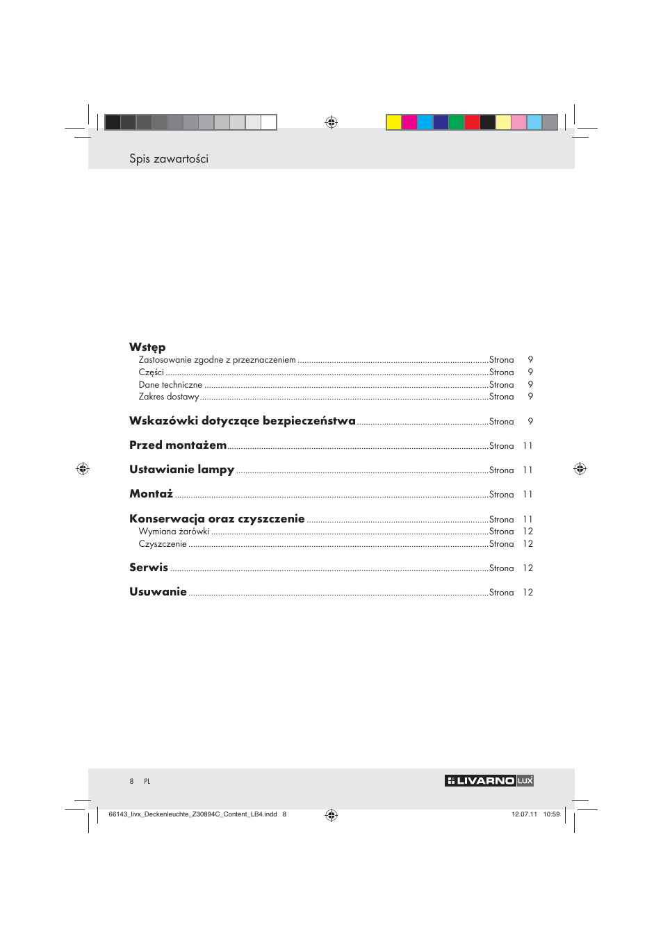 Spis zawartości | Livarno Z30894C User Manual | Page 6 / 44