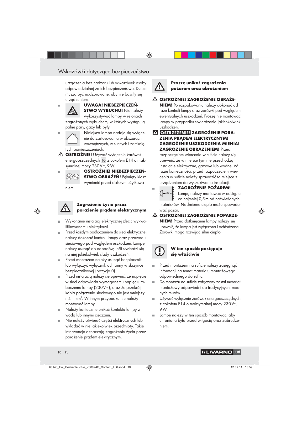 Wskazówki dotyczące bezpieczeństwa | Livarno Z30894C User Manual | Page 8 / 44