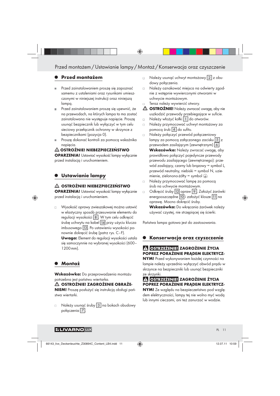 Livarno Z30894C User Manual | Page 9 / 44