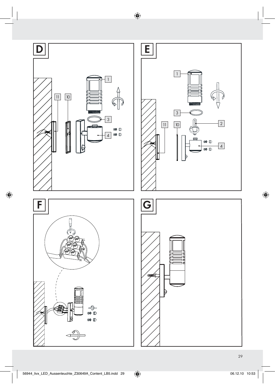 De f g | Livarno Wall Light User Manual | Page 27 / 28