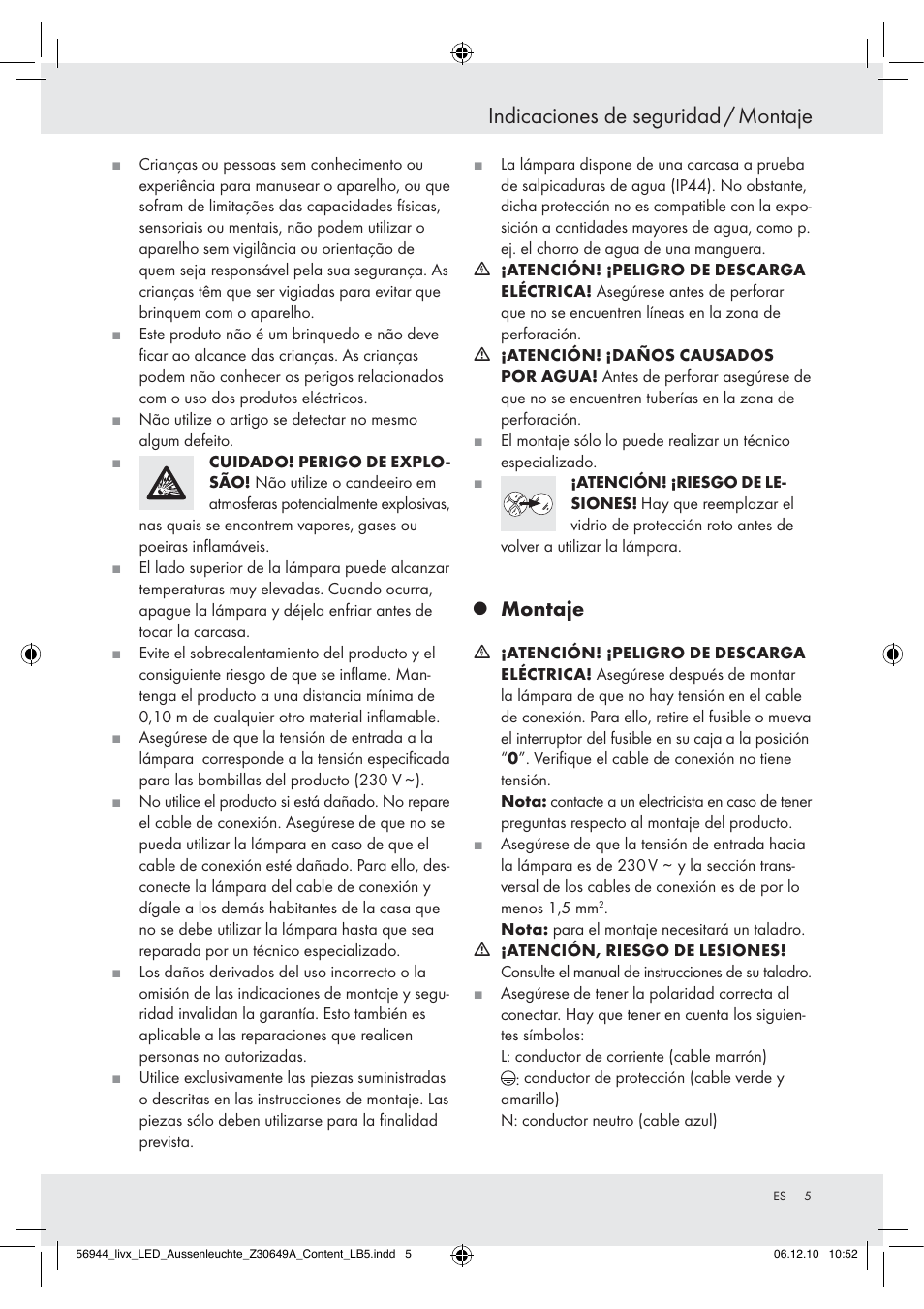 Indicaciones de seguridad / montaje, Montaje | Livarno Wall Light User Manual | Page 3 / 28