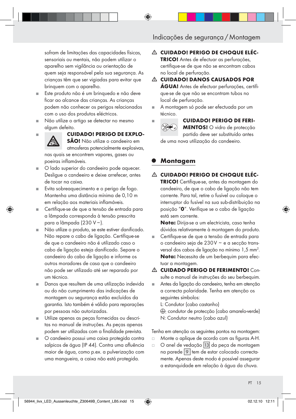 Indicações de segurança / montagem, Montagem | Livarno Wall Light User Manual | Page 13 / 28