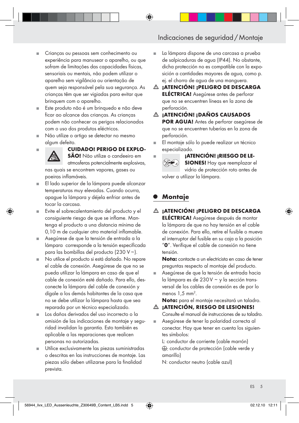 Indicaciones de seguridad / montaje, Montaje | Livarno Wall Light User Manual | Page 3 / 28