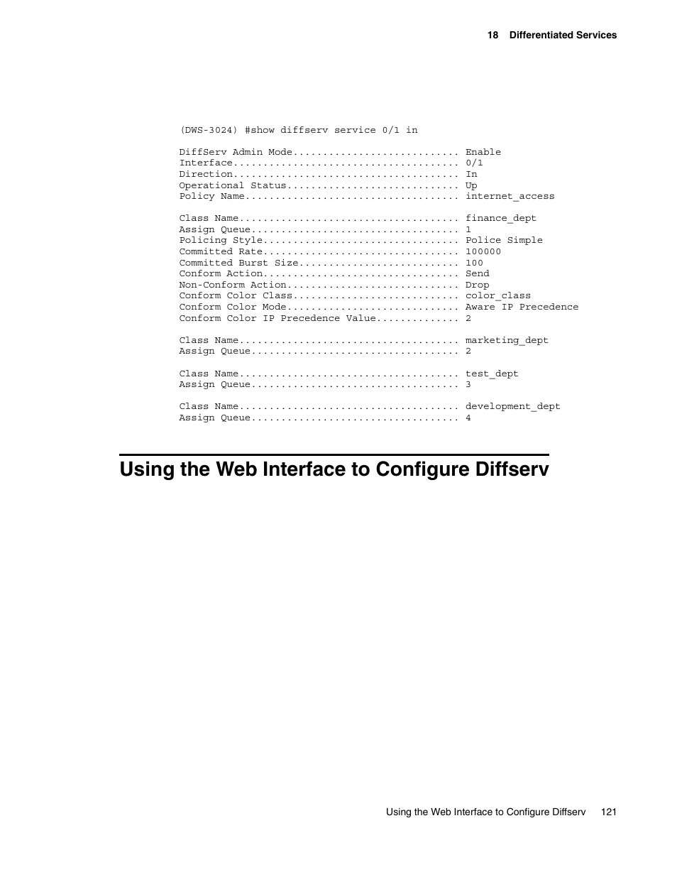 Using the web interface to configure diffserv | D-Link UNIFIED WIRED & WIRELESS ACCESS SYSTEM DWS-3000 User Manual | Page 121 / 174