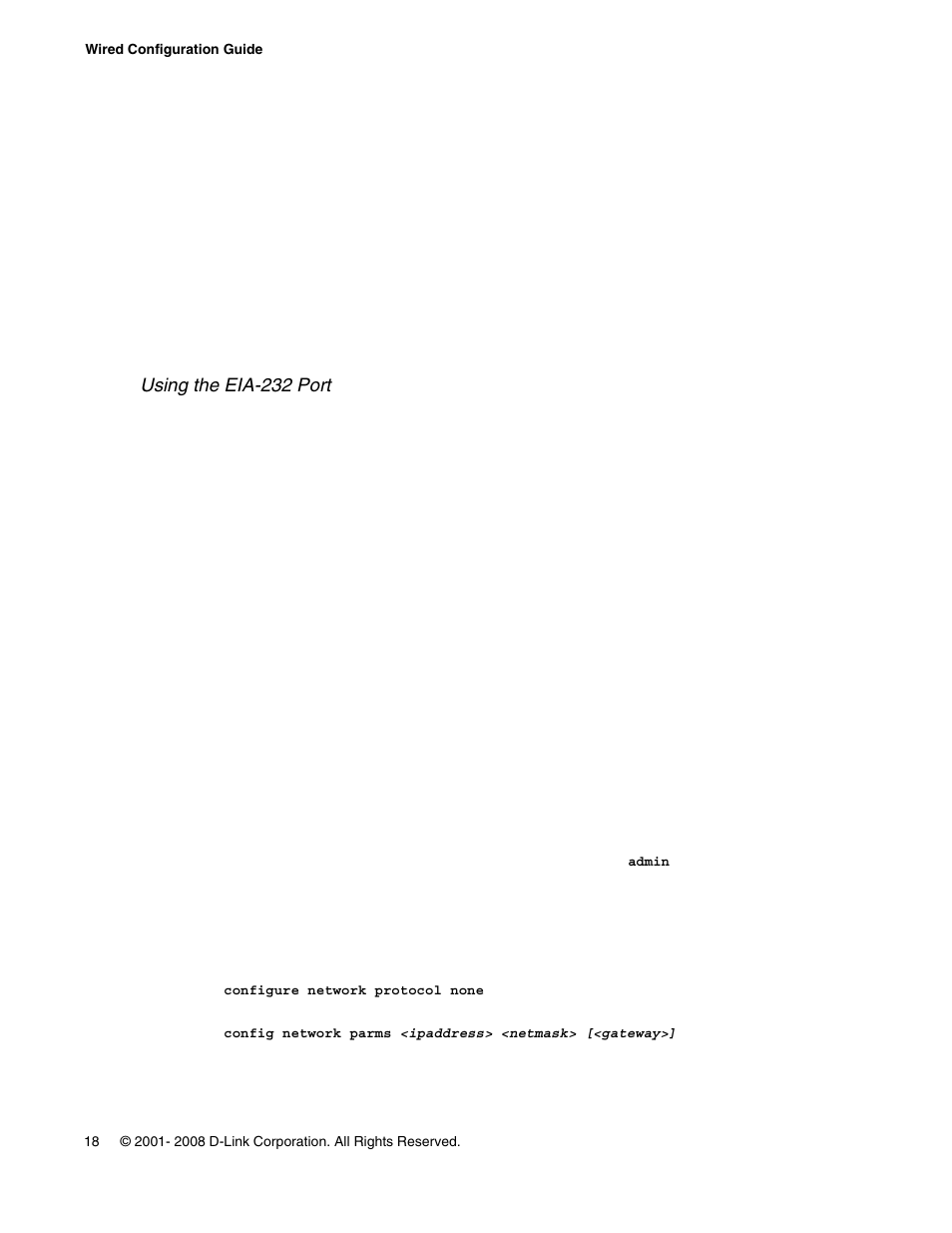 Using the eia-232 port | D-Link UNIFIED WIRED & WIRELESS ACCESS SYSTEM DWS-3000 User Manual | Page 18 / 174