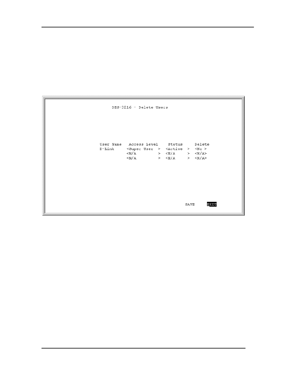 Delete users | D-Link DES-3216 User Manual | Page 41 / 70