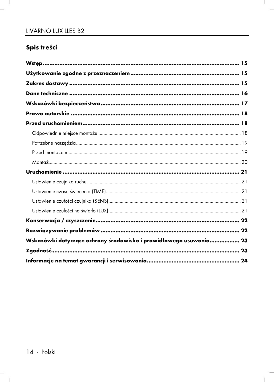 Livarno LLES B2 User Manual | Page 16 / 86