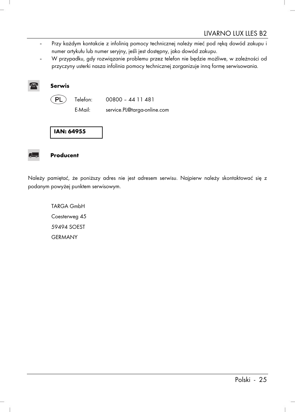 Livarno lux lles b2 polski - 25 | Livarno LLES B2 User Manual | Page 27 / 86