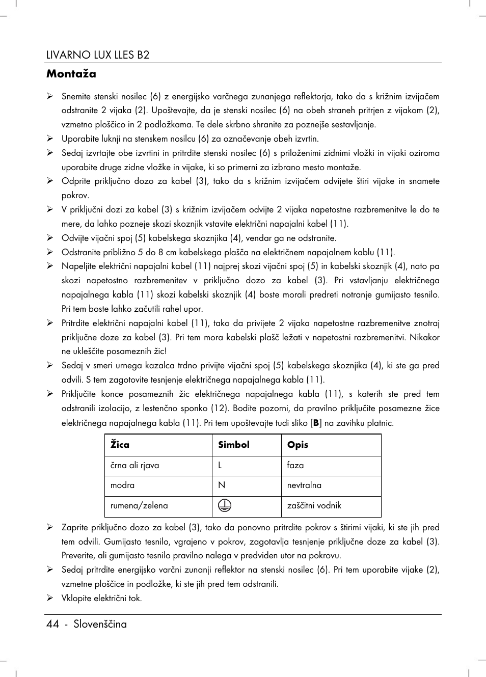 Livarno lux lles b2 44 - slovenščina montaža | Livarno LLES B2 User Manual | Page 46 / 86