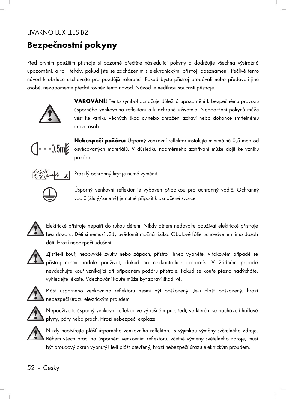 Bezpečnostní pokyny, Livarno lux lles b2 52 - česky | Livarno LLES B2 User Manual | Page 54 / 86
