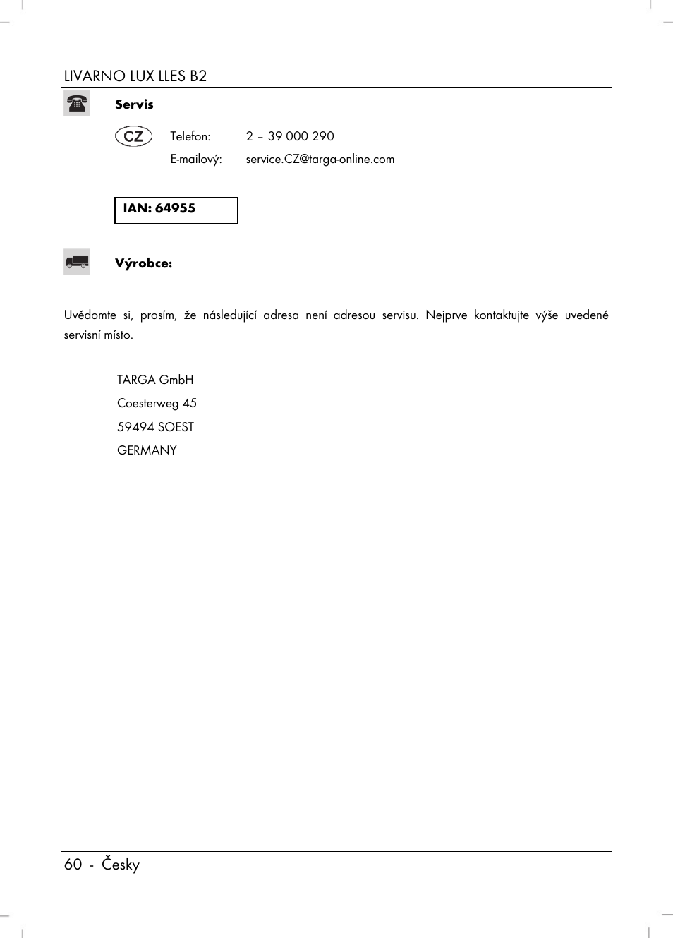 Livarno lux lles b2 60 - česky | Livarno LLES B2 User Manual | Page 62 / 86