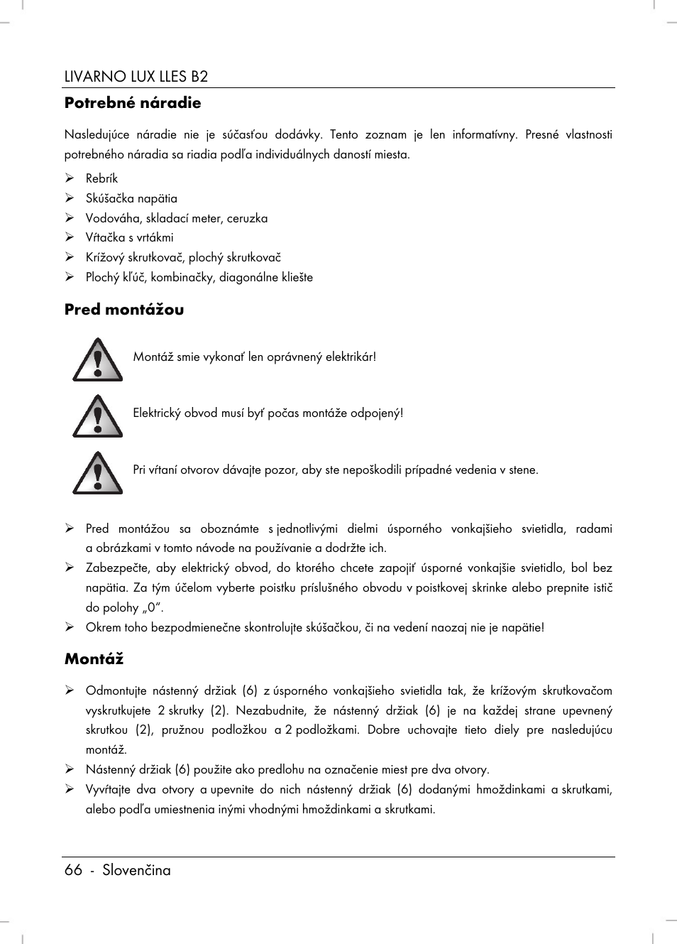 Pred montážou, Montáž | Livarno LLES B2 User Manual | Page 68 / 86