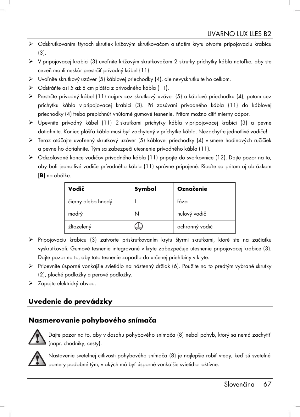 Livarno lux lles b2 slovenčina - 67 | Livarno LLES B2 User Manual | Page 69 / 86