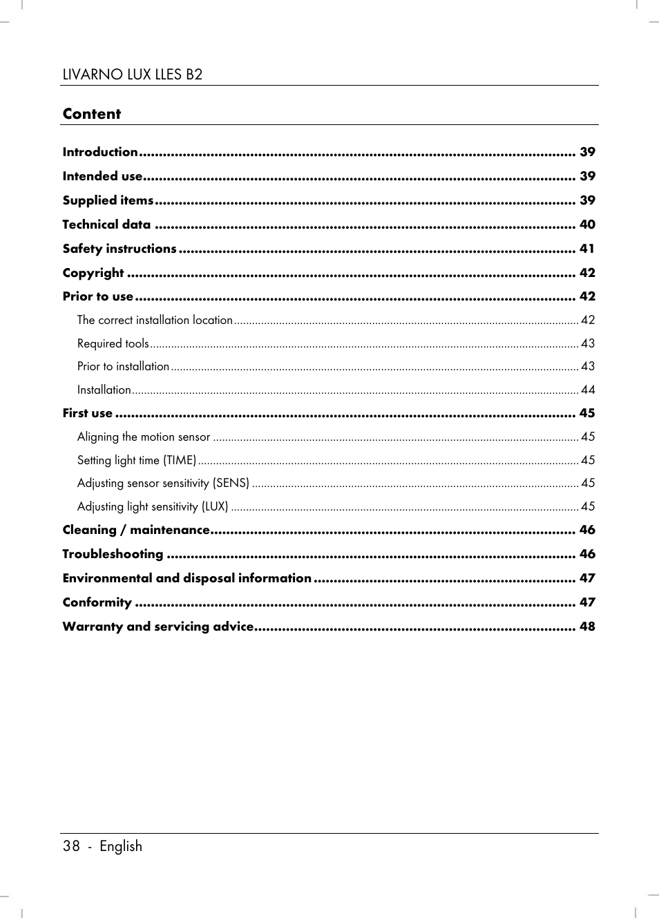 Livarno LLES B2 User Manual | Page 40 / 64