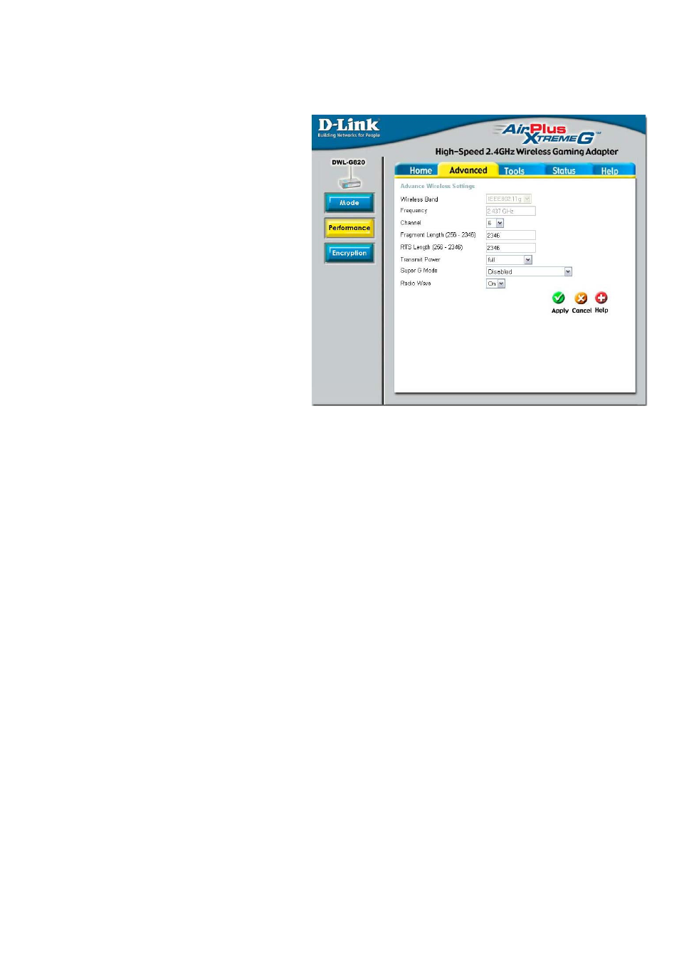 Using the configuration menu (continued) | D-Link XTREME G DWL-G820 User Manual | Page 16 / 34