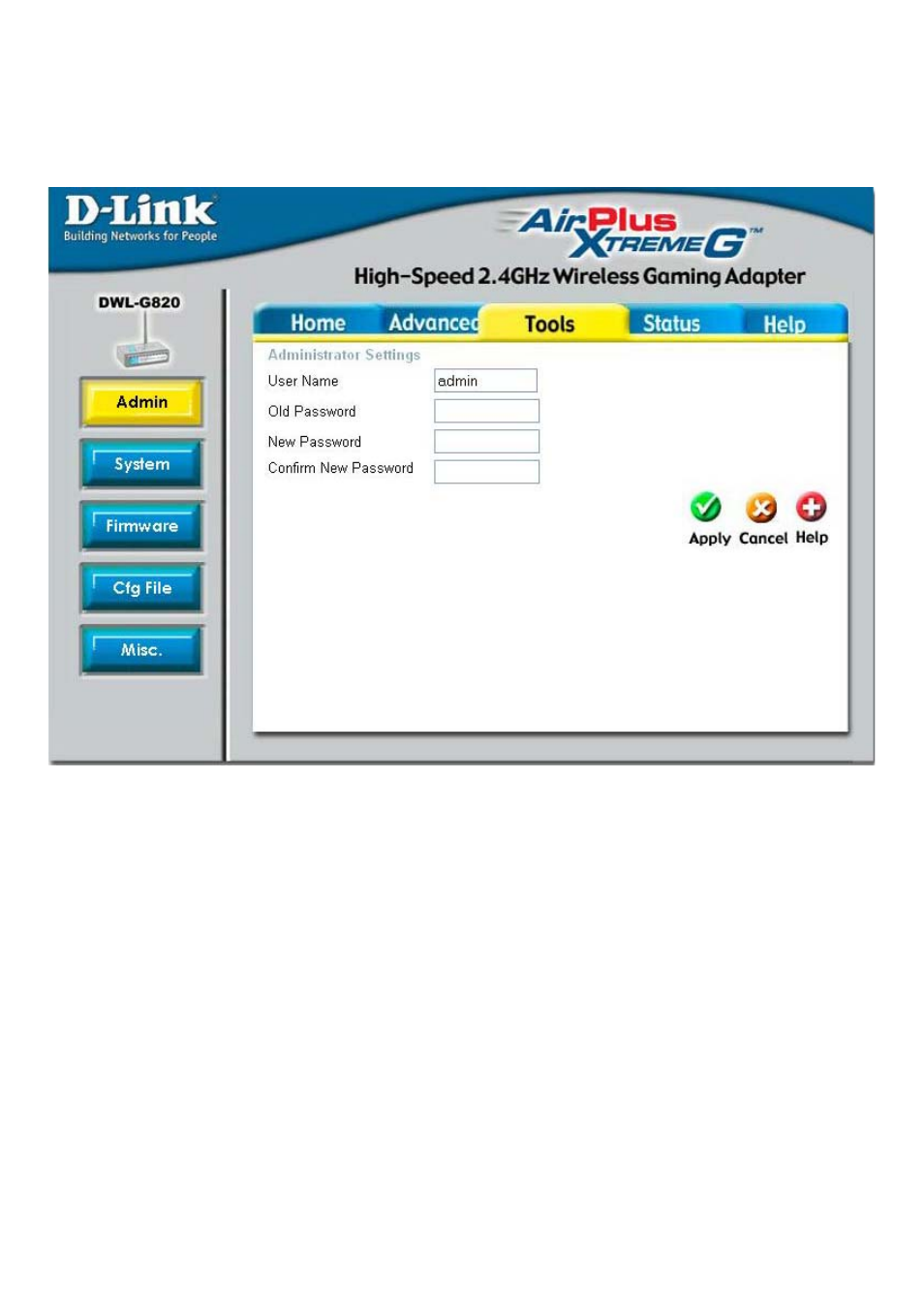 Using the configuration menu (continued) | D-Link XTREME G DWL-G820 User Manual | Page 18 / 34