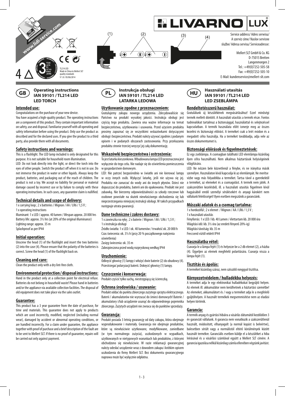 Livarno LED TORCH User Manual | 3 pages