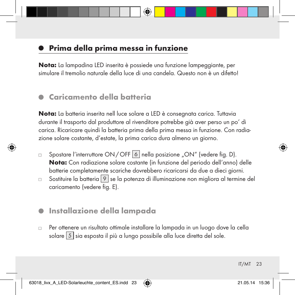 Prima della prima messa in funzione, Caricamento della batteria, Installazione della lampada | Livarno Z32102A User Manual | Page 23 / 53