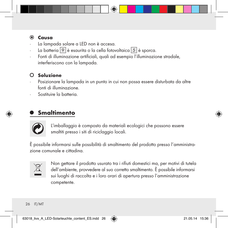 Smaltimento | Livarno Z32102A User Manual | Page 26 / 53