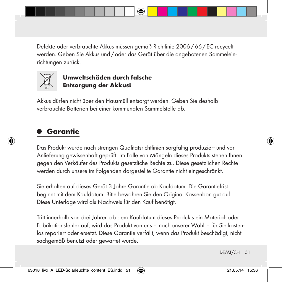 Garantie | Livarno Z32102A User Manual | Page 51 / 53