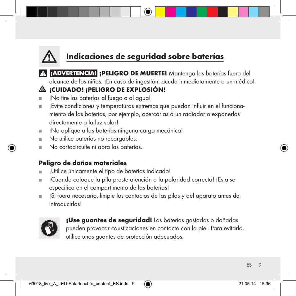 Indicaciones de seguridad sobre baterías | Livarno Z32102A User Manual | Page 9 / 53