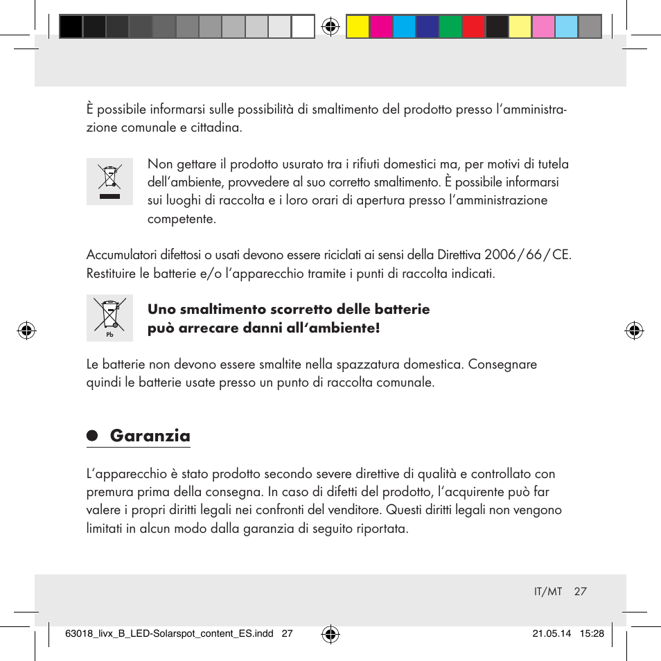Garanzia | Livarno Z32102B User Manual | Page 27 / 53
