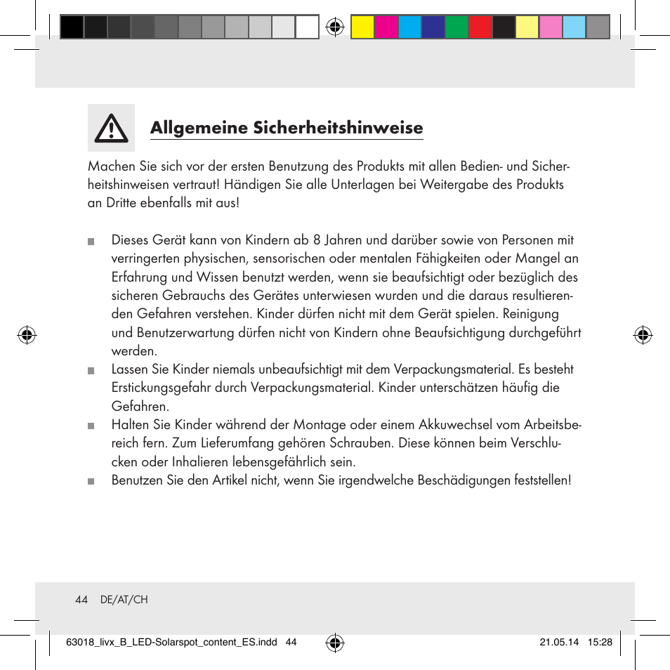 Allgemeine sicherheitshinweise | Livarno Z32102B User Manual | Page 44 / 53