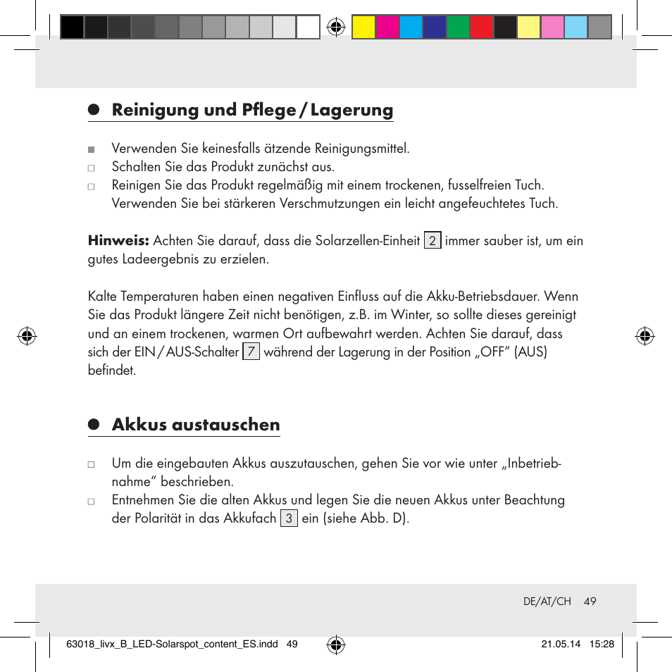 Reinigung und pflege / lagerung, Akkus austauschen | Livarno Z32102B User Manual | Page 49 / 53