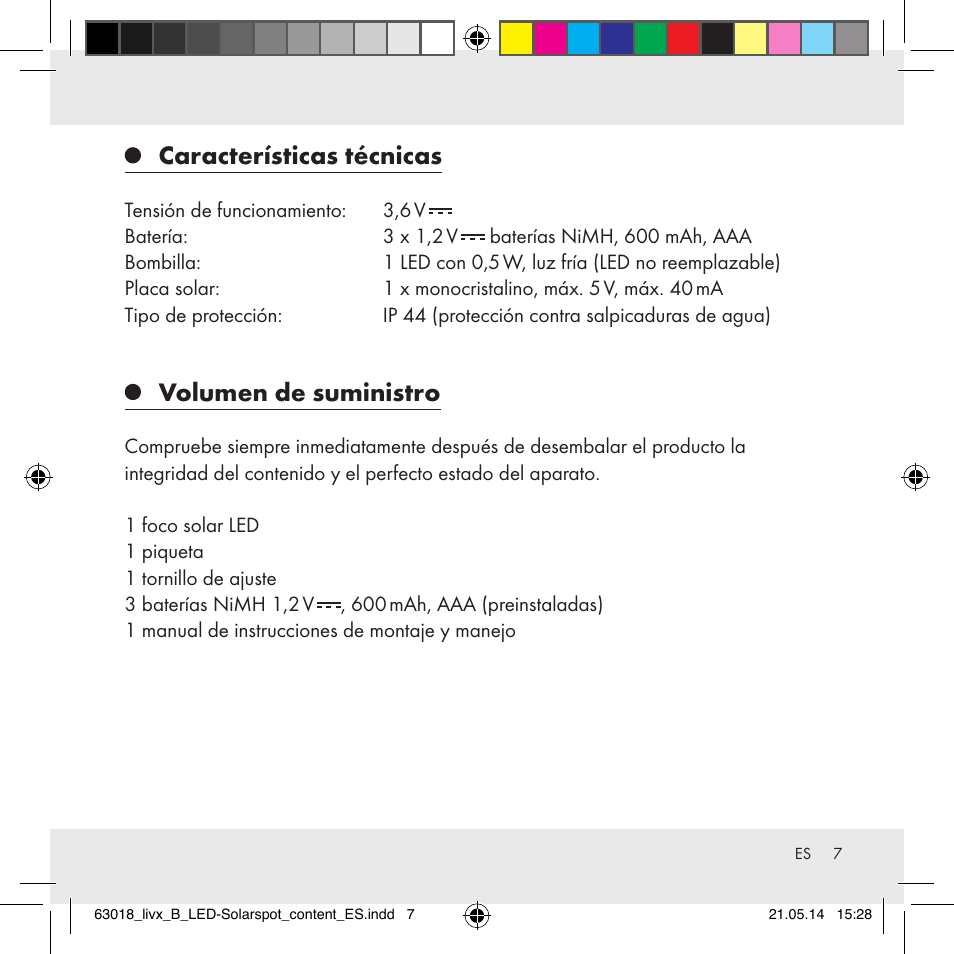 Características técnicas, Volumen de suministro | Livarno Z32102B User Manual | Page 7 / 53