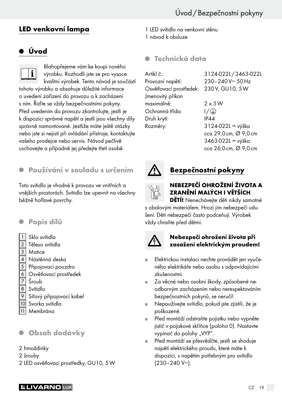 Livarno 3124-022L /3463-022L User Manual | Page 19 / 33