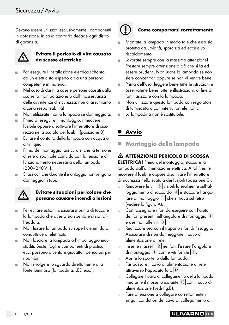 Avvio montaggio della lampada | Livarno 4280-042L /4281-048L User Manual | Page 13 / 20