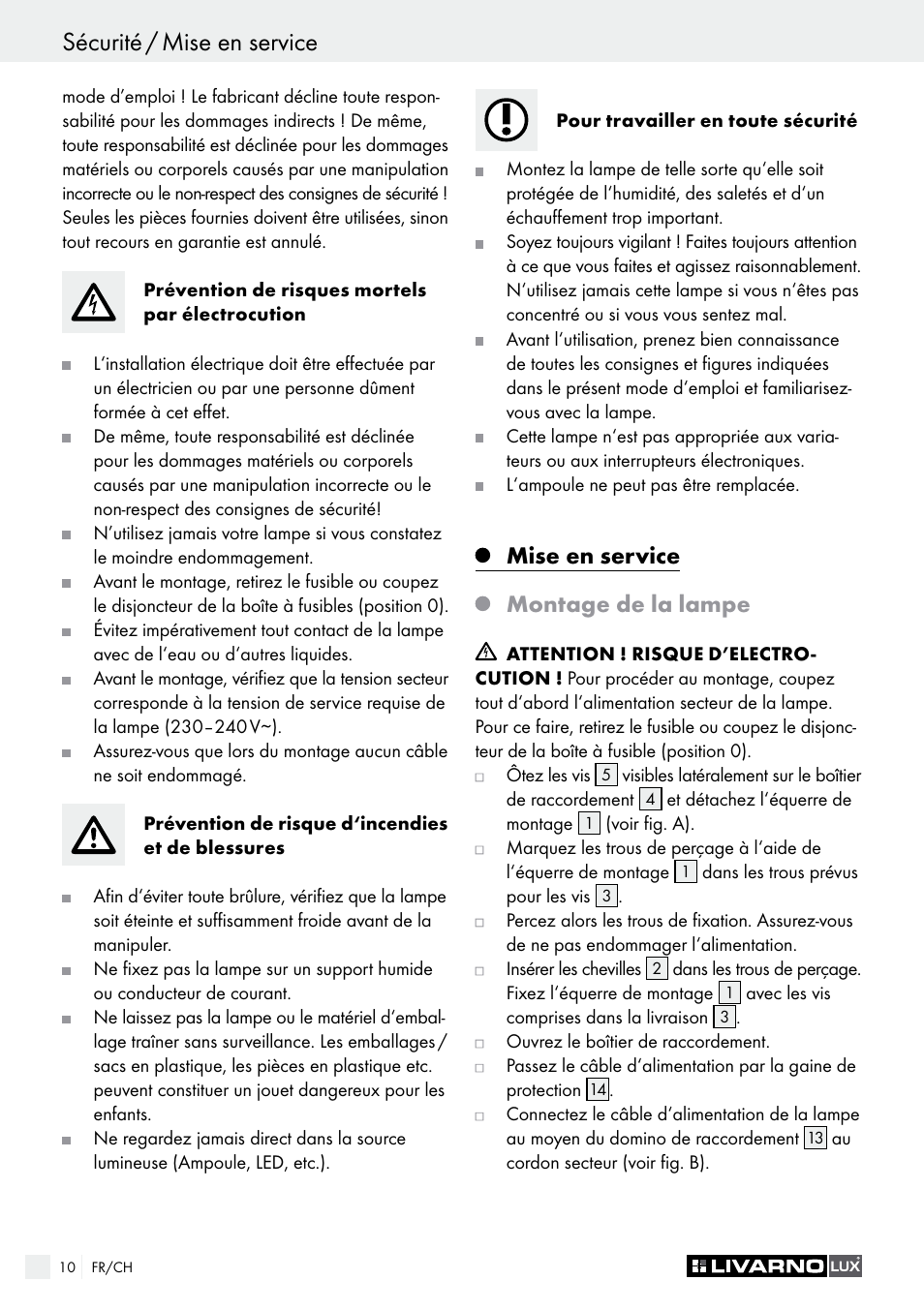 Mise en service montage de la lampe | Livarno 4280-042L /4281-048L User Manual | Page 9 / 20